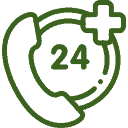 Cortes Tree Care logo with a clock symbol, indicating 24/7 emergency tree services.